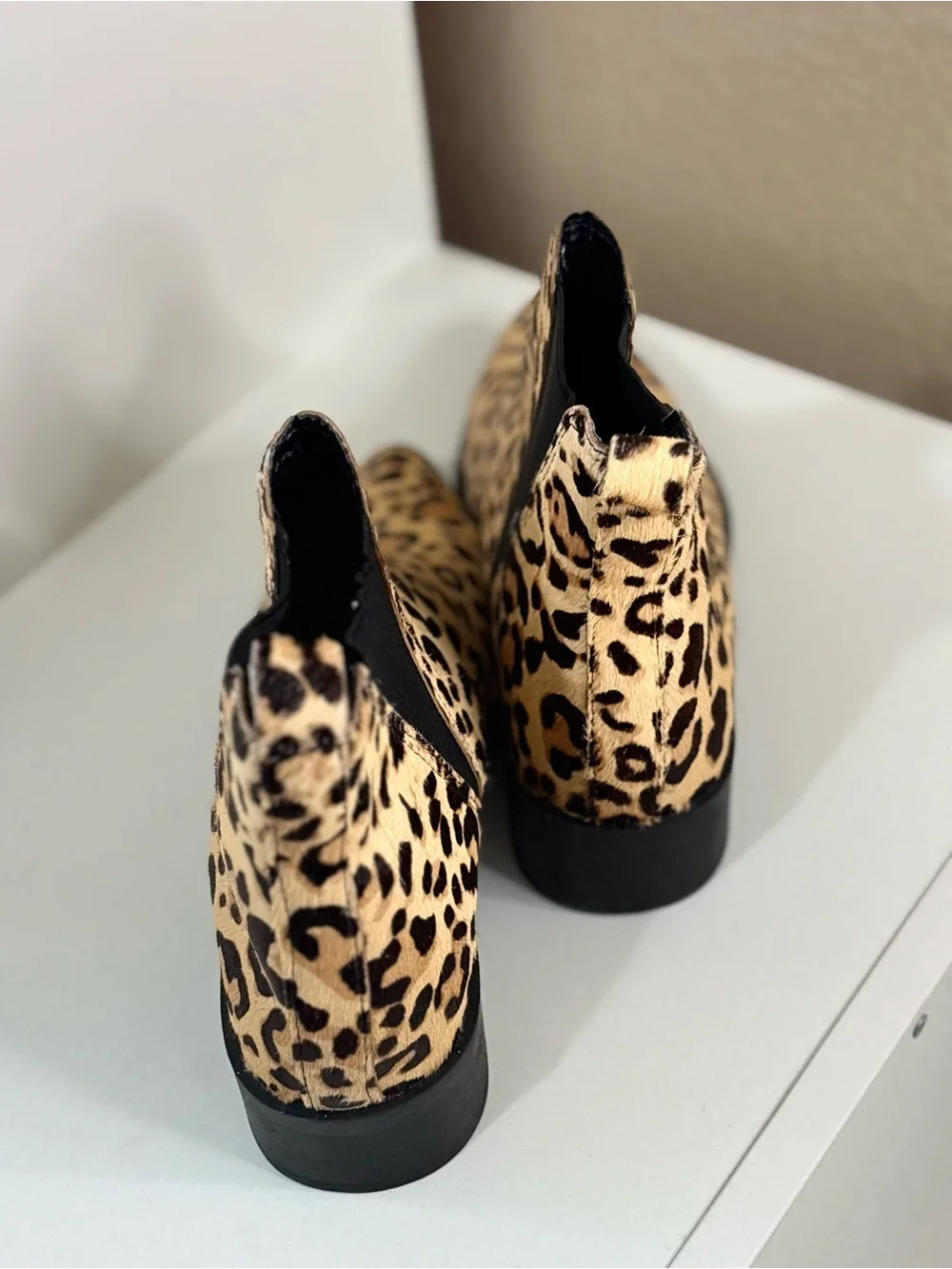 Steve Madden Leopard Print Chelsea Ankle Boots - Beige/Black